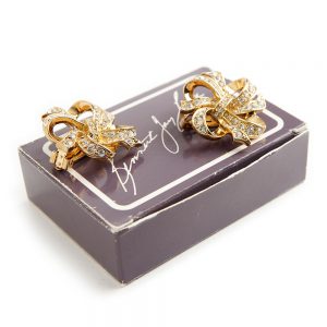 Kenneth Jay Lane Crystal ribbon earrings - Image 2