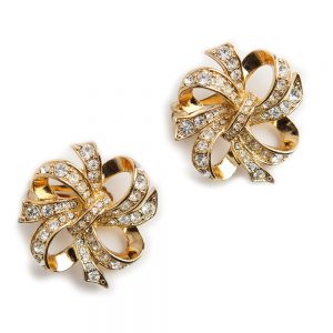 Kenneth Jay Lane Crystal ribbon earrings - Image 3