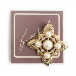 Kenneth Jay Lane Pearled Maltese brooch