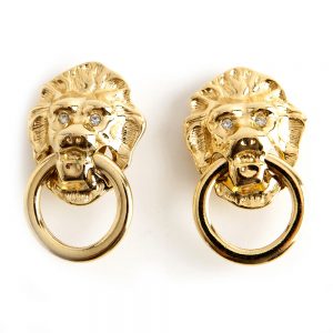 Kenneth Jay Lane Lion clip earrings