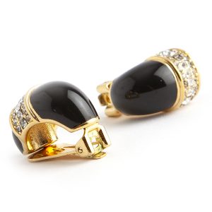 Christian Dior Rectangular Enemal Crystal clip on earrings - Image 2