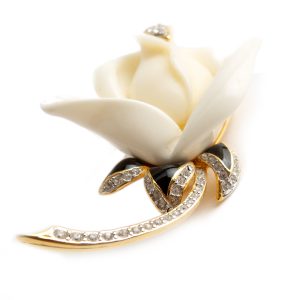 Kenneth Jay Lane White Rose brooch