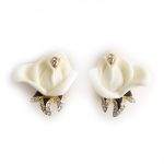 Kenneth Jay Lane White Rose flower earrings