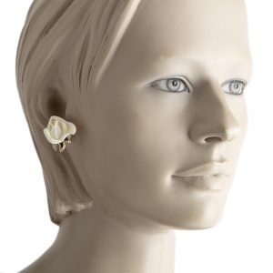 Kenneth Jay Lane White Rose flower earrings - Image 4